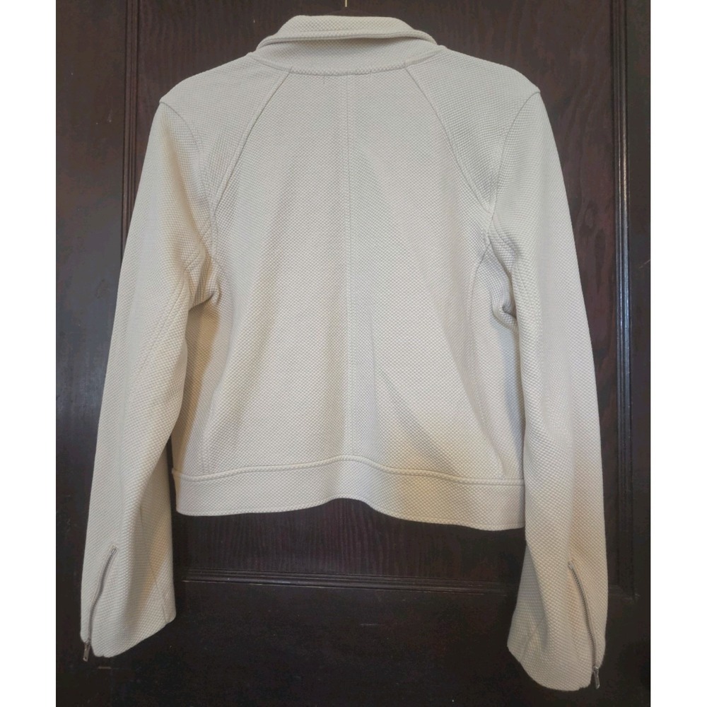 Banana Republic Textured Cotton Knit Moto Bomber Jacket Full Zip Women L EUC - Picture 8 of 11